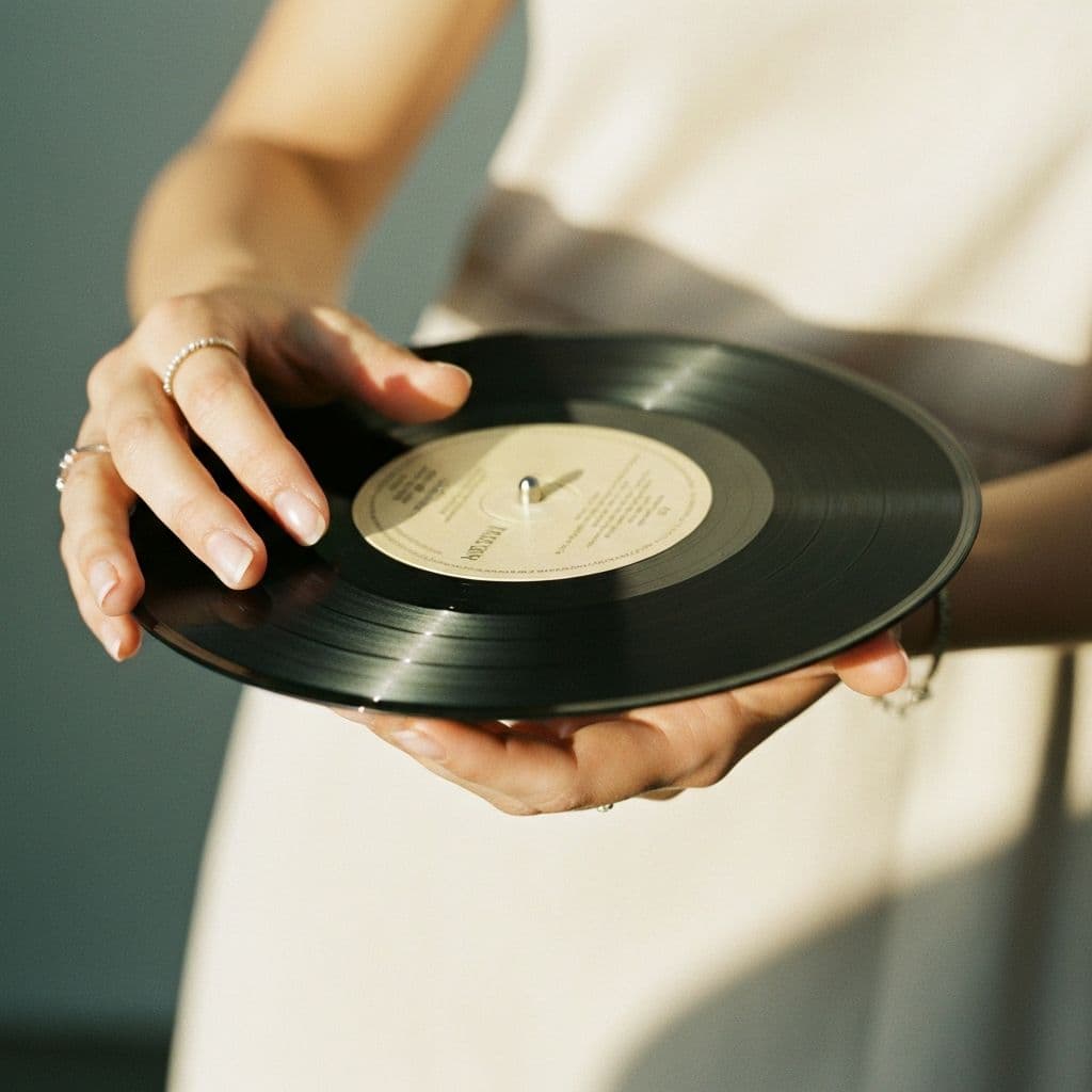 Manos sosteniendo un vinilo — una canción personalizada
